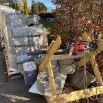 Chantier Obernai accès très difficile / création d&#8217;un pont pour le matériel / Création d&#8217;un mur de soutennement en taluflor (bac à fleurs) Bischheim 11