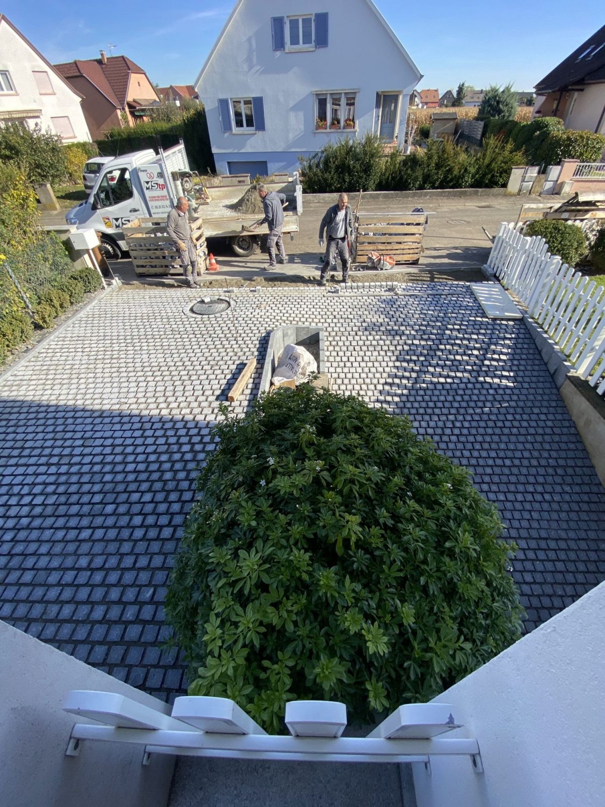 Terrassement et Pavé granit et pallisade granit et bordure granit à Sundhoffen Obernai 5