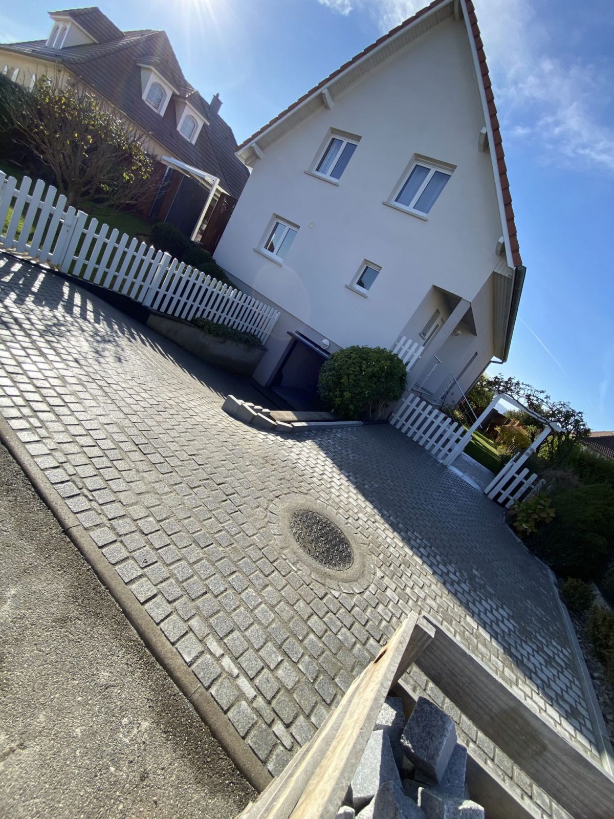 Terrassement et Pavé granit et pallisade granit et bordure granit à Sundhoffen Saverne 7